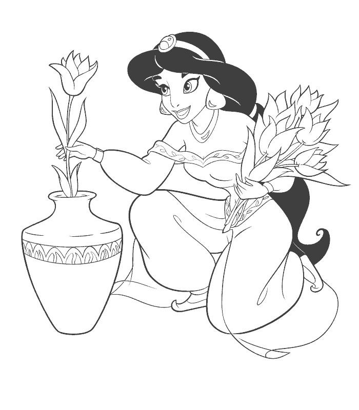coloriage jasmine et ses fleurs
